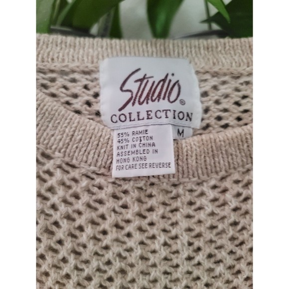 Vintage Studio C Oversized Open Knit Cotton Sweater Size M Beachy - Picture 5 of 10